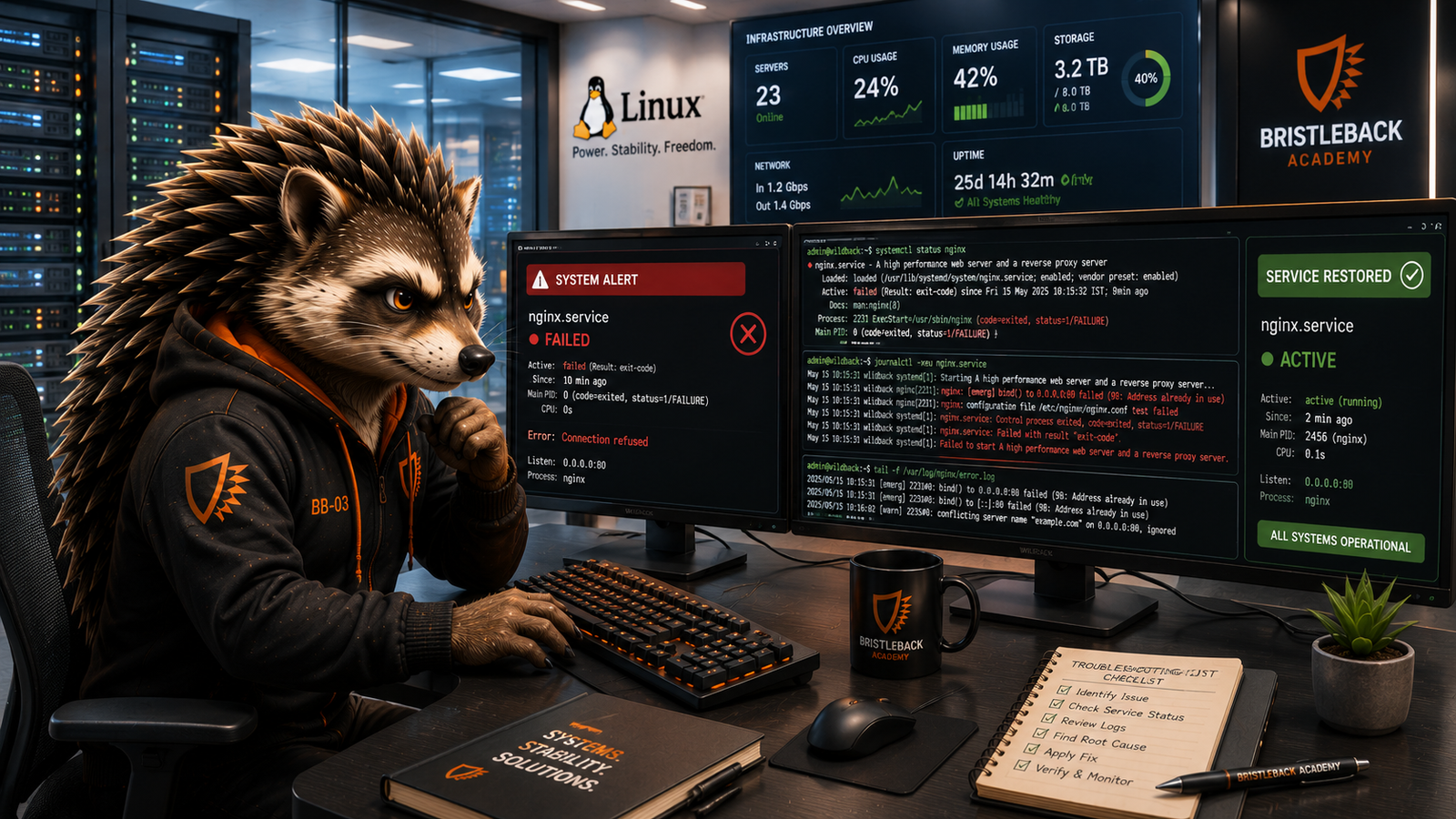 Bristleback Linux administration training environment